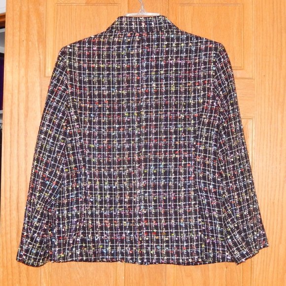 Sag Harbor Blazer 4 Petite 4P Black Multi Tweed Zip Lined Jacket Top New! - Picture 5 of 7
